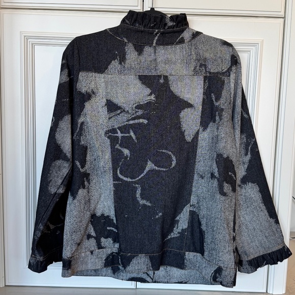 🖤 Minkas Black & Grey Abstract Denim Jacket (Size M) – New Without Tags - Picture 2 of 3